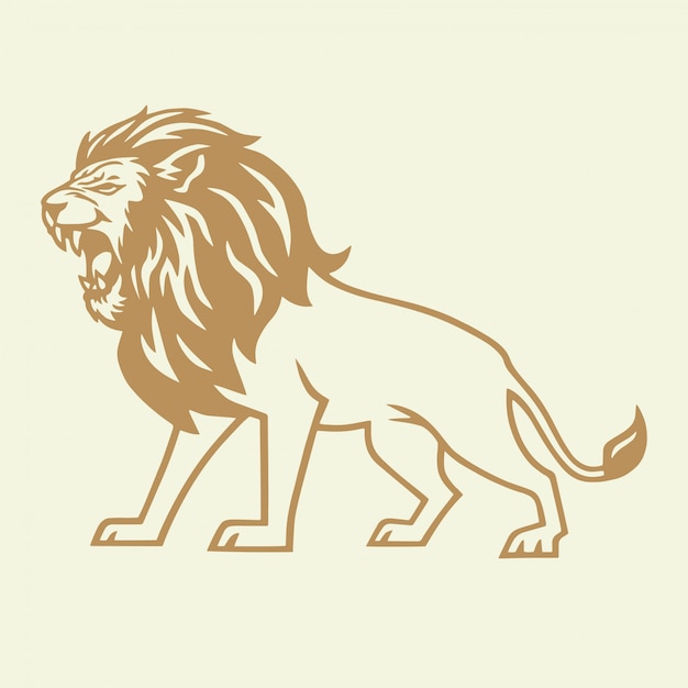 Golden Lion Roar Vector Logo Premium Vector