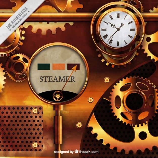 Golden machine in steampunkstijl Gratis Vector