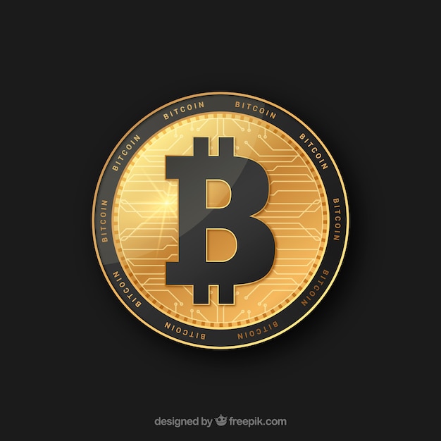 Gouden en zwarte bitcoin ontwerp Gratis Vector