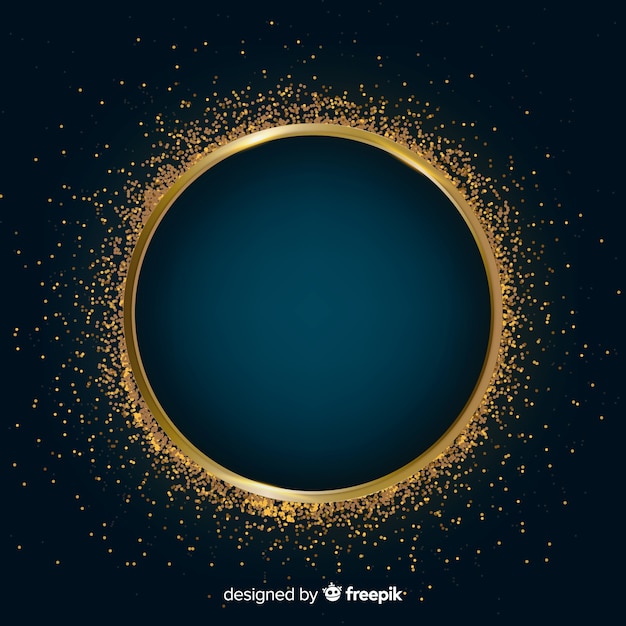 Gouden fonkelend frame op donkere achtergrond Gratis Vector