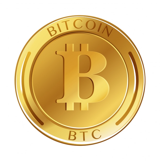 Gouden munt met bitcoin van woord Gratis Vector