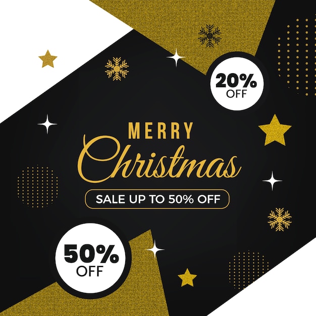 Gouden prettige kerstdagen met twintig procent korting Gratis Vector