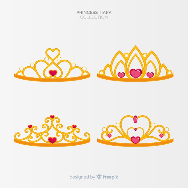 Gouden prinses tiara collectie Gratis Vector