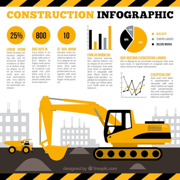 Graafmachine met gele infographic elementen Gratis Vector