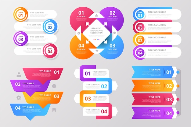 Gradient infographic element collectie Gratis Vector