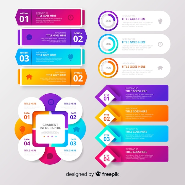 Gradient infographic element collectie Gratis Vector