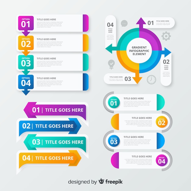 Gradient infographic element set Gratis Vector