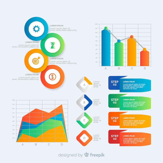 Gradiënt infographic element sjabloon collectie Gratis Vector