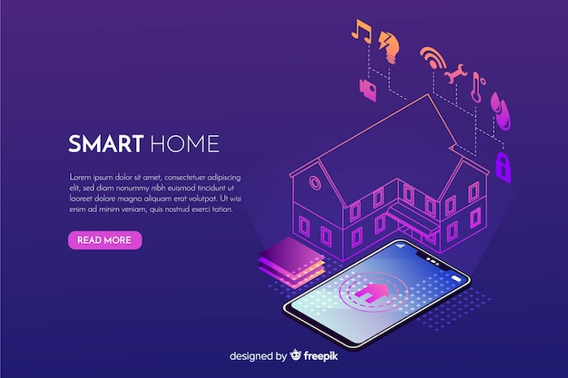 Gradient smart home isometrische achtergrond Gratis Vector