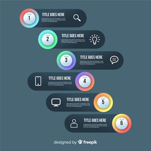 Gradient stappen infographic sjabloon Gratis Vector