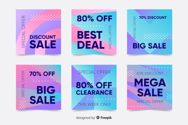 Gradient verkoop instagram postkaart collectie Gratis Vector