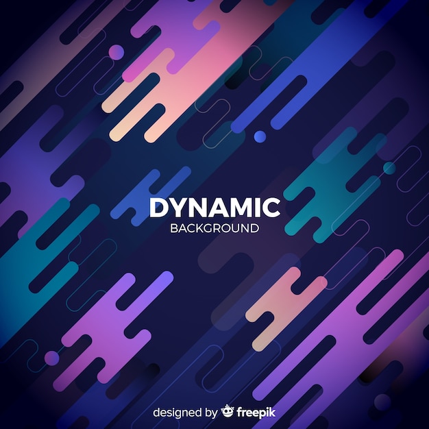Gradiëntachtergrond met dynamische vormen Gratis Vector