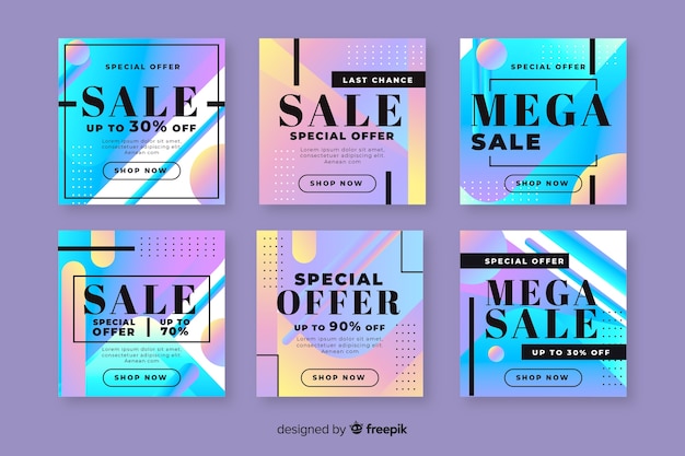 Gradiëntontwerp verkoop instagram post collectie Gratis Vector