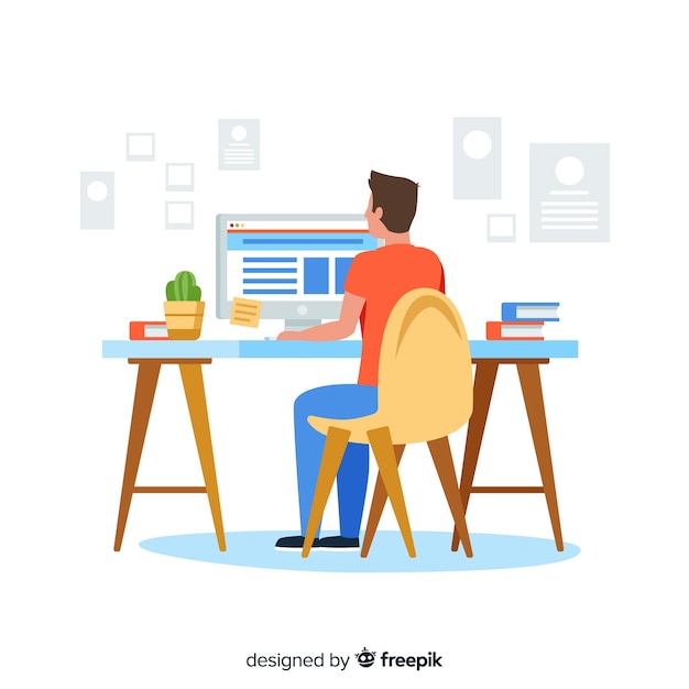 Grafisch ontwerper werkplek Gratis Vector