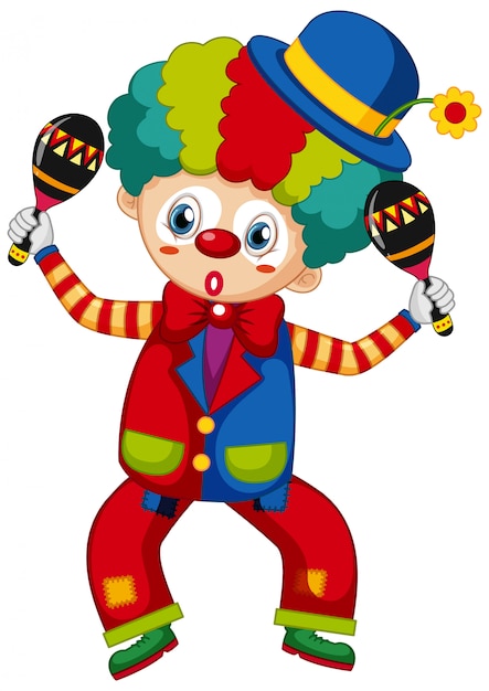 Grappige clown met shakers in zijn handen | Vector