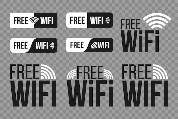 Gratis wifi, draadloos netwerk voor wlan-vrije toegang Premium Vector