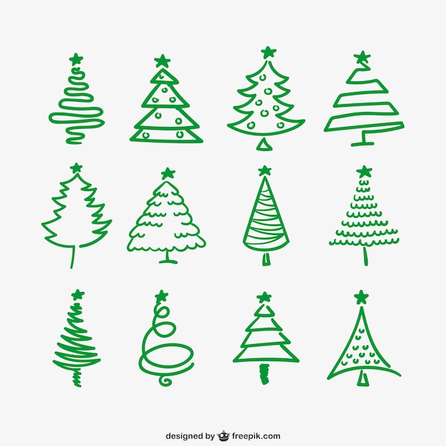 Groene kerstbomen contouren Vector | Gratis Download