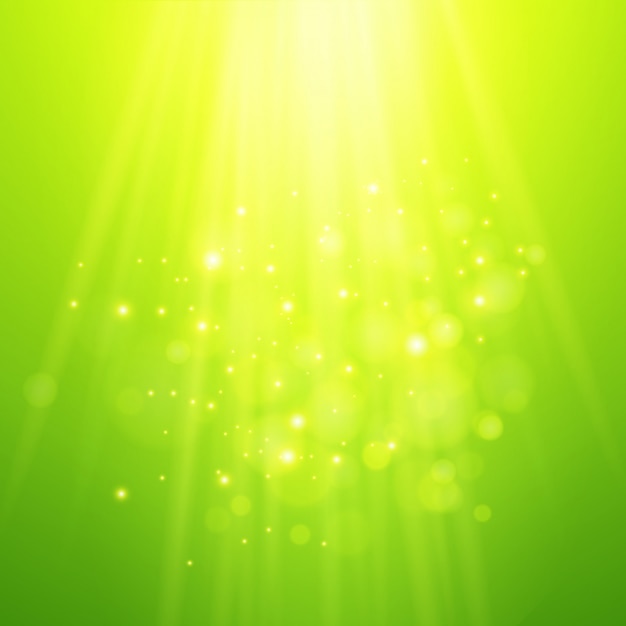 Groene lichtstralen. vector bokeh vage achtergrond Premium Vector