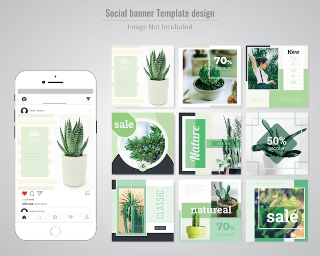 Groene sociale media post-sjabloon Premium Vector