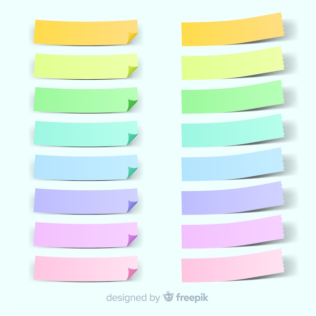 Grote reeks plaknotities in realistische stijl Gratis Vector