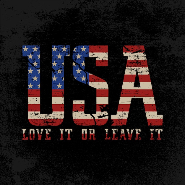 Grunge stijl tekst vs met amerikaanse vlag binnen Premium Vector