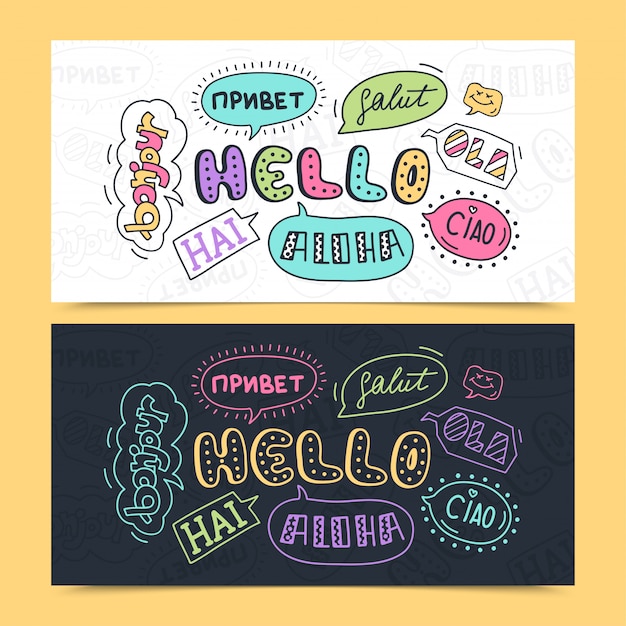 Hallo in verschillende talen. vector illustratie