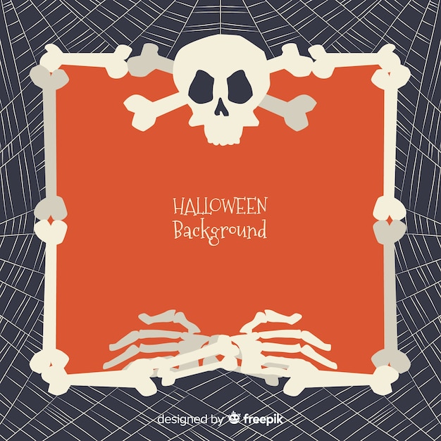 Halloween-achtergrond met kader van beenderen Gratis Vector