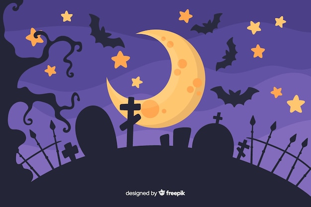 Halloween-concept met platte ontwerpachtergrond Gratis Vector