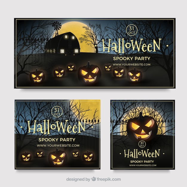 Halloween feest banners | Gratis Vector