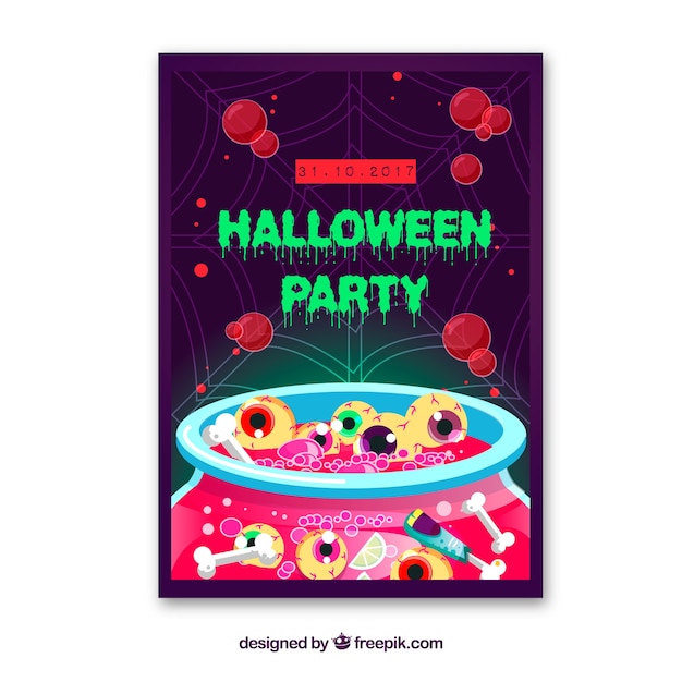 Halloween feest poster met ogen | Gratis Vector