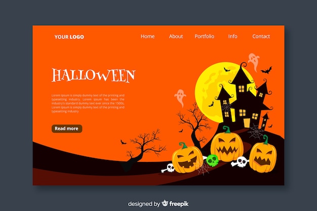 Halloween-landingspagina in plat ontwerp Gratis Vector