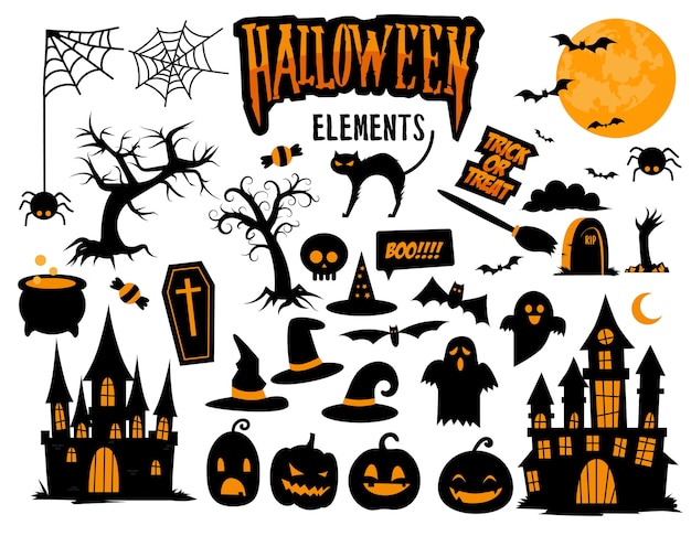  Halloween  vectorelementinzameling Premium Vector