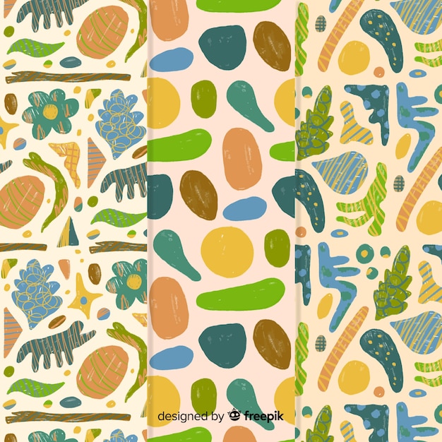 Hand getekend abstract met groenten en fruit ontwerp Gratis Vector