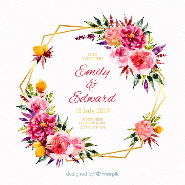 Hand getekend bruiloft bloemen achtergrond Gratis Vector