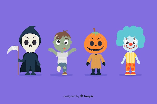 Hand getekend halloween tekensverzameling Gratis Vector
