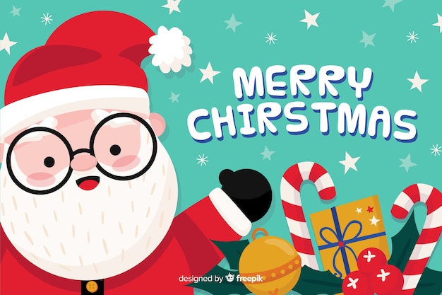 Hand getekend kerst achtergrond Gratis Vector