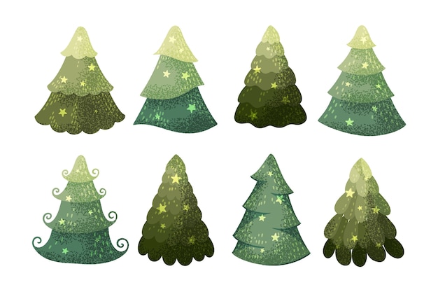 Hand Getekend Kerstboom Collectie | Gratis Vector