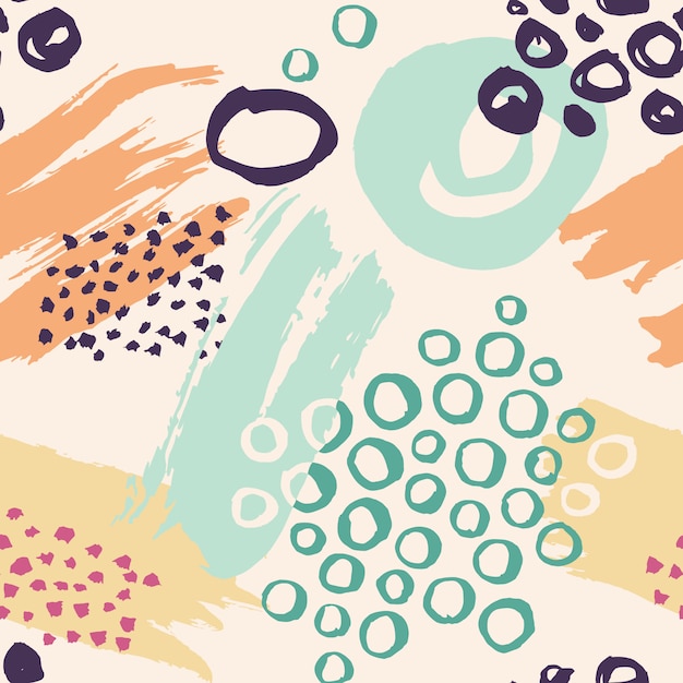 Hand getekend kleurrijke naadloze patroon gemaakt met inkt. vector abstracte achtergrond met penseelstreken Premium Vector
