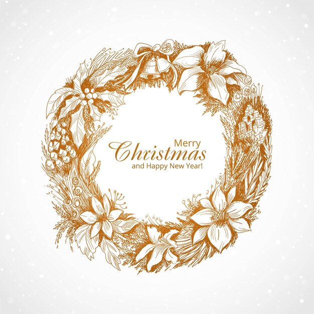 Hand getekend merry christmas winter ornament kaart ontwerp | Gratis Vector