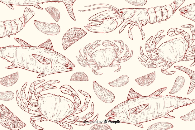 Hand getekend natuurvoeding achtergrond Gratis Vector