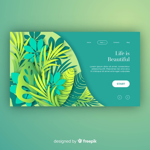 Hand getekend planten bestemmingspagina Gratis Vector