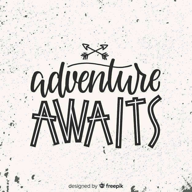 Hand getekend reizen belettering achtergrond Gratis Vector