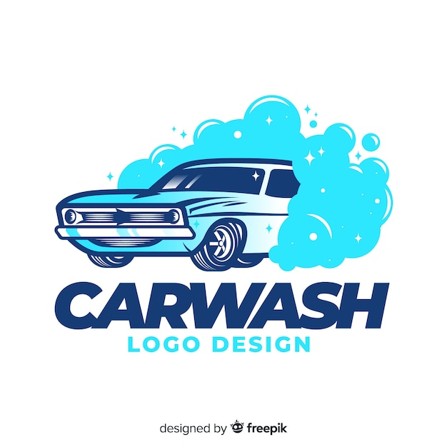 Hand getrokken autowassen logo achtergrond Gratis Vector