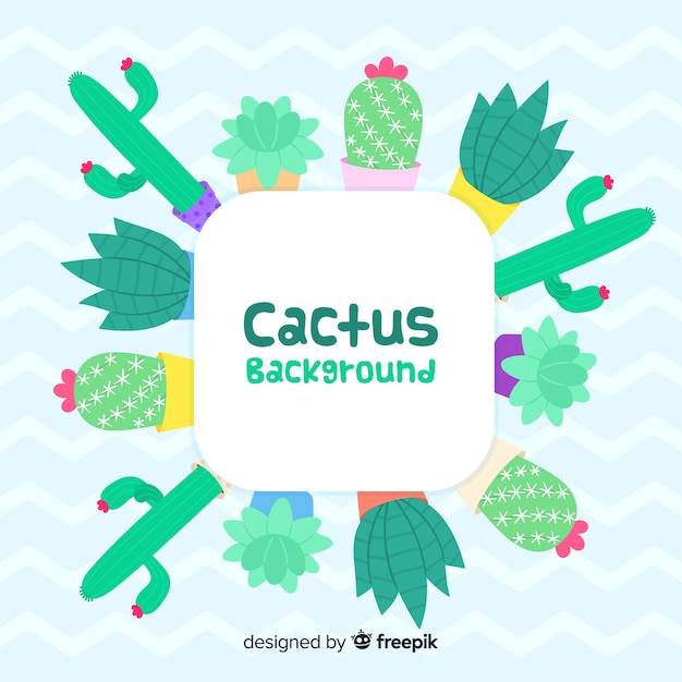 Hand getrokken cactus frame achtergrond Gratis Vector