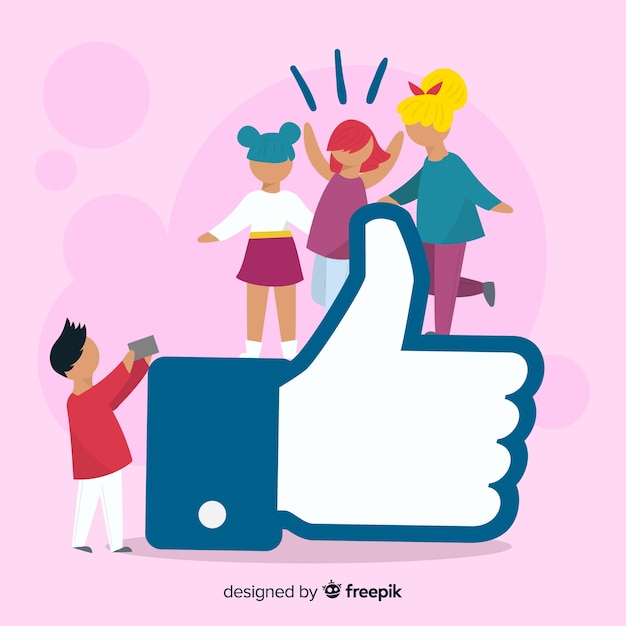 Hand getrokken jongeren sociale media zoals conceptenachtergrond Gratis Vector