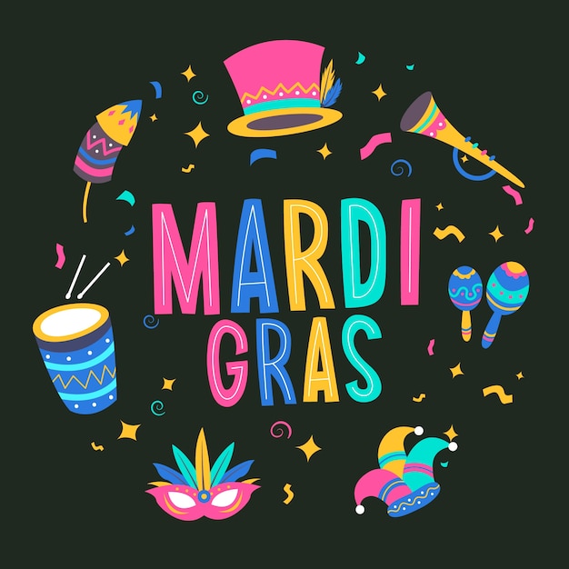 Hand getrokken mardi gras | Gratis Vector