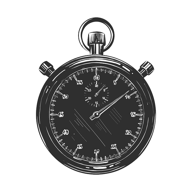 Hand getrokken schets van chronometer in zwart-wit Premium Vector
