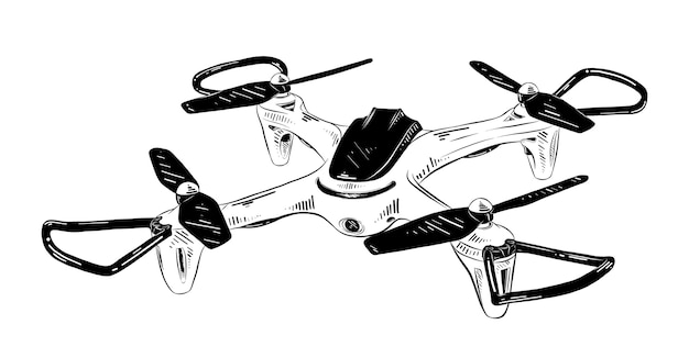 Hand getrokken schets van helikopter in zwart Premium Vector