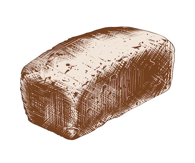 Hand getrokken schets van tarwebrood in kleurrijk Premium Vector