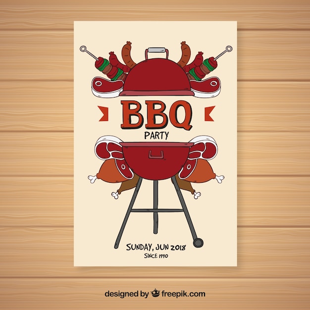 Verrassend Hand getrokken uitnodiging voor de barbecue-feest | Gratis Vector OU-31